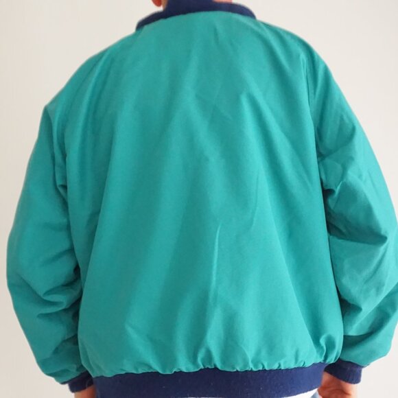 Vintage Lands’ End Teal Nylon Fleece Pullover Anorak 90s Outdoors Old Money Vibe - Picture 3 of 14